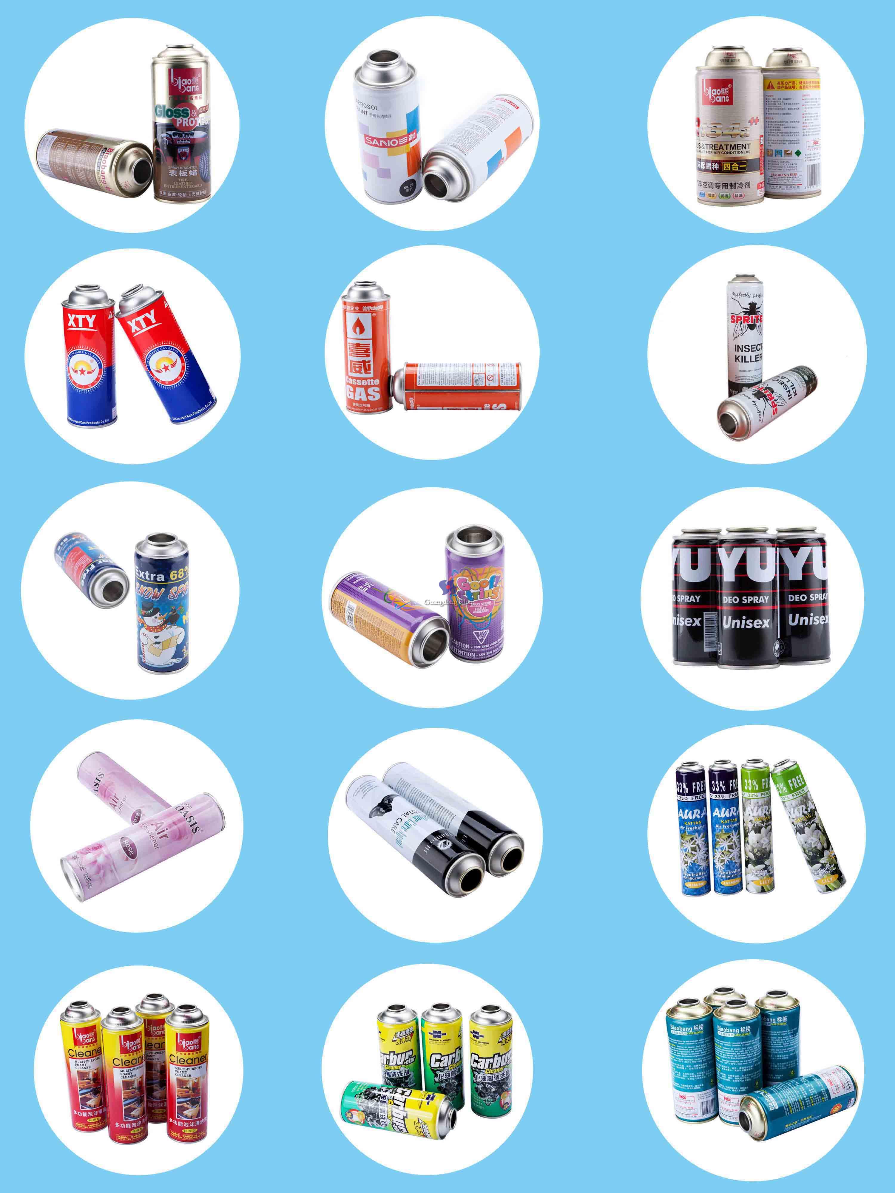 various aerosol tin can sizes