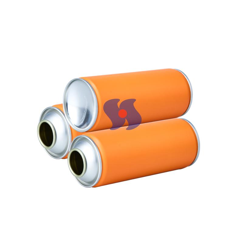 Latas de aerosol vacías de 52 x 140 mm de diámetro, lacadas en dorado por dentro.